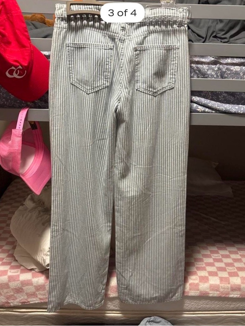 PacSun Women's Striped Flare Jeans — White/Gray